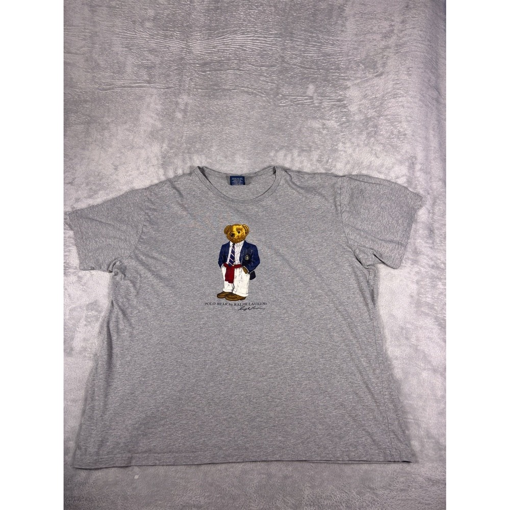 Vtg Polo Ralph Lauren Bear T-Shirt Preppy Blazer Mens 2XL Gray